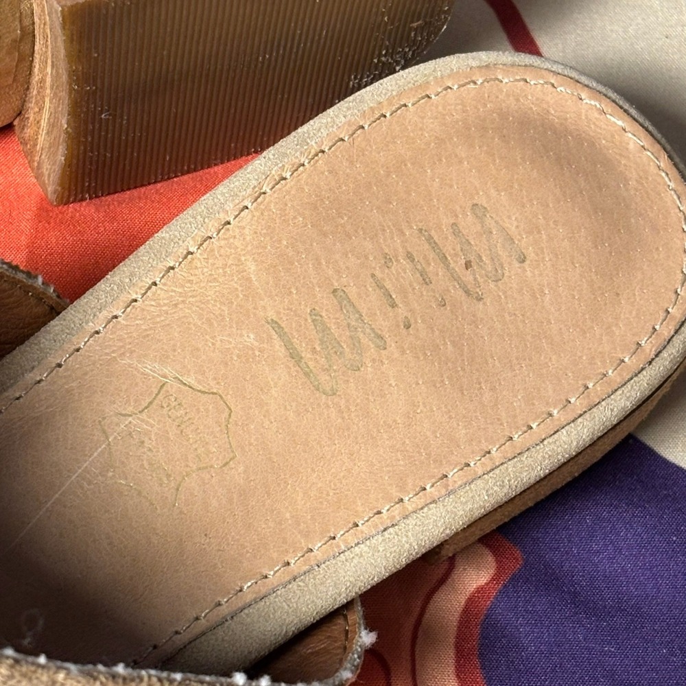Mi.im Pointed Toe Mules Tan Taupe Two Tone Faux Suede Flat Slides Womens 7 Fall - Picture 7 of 16